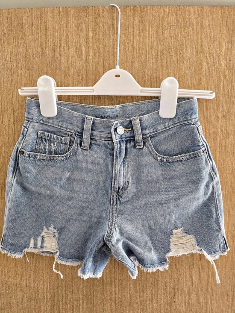 Old Navy High-Waisted OG Straight Distressed Denim Shorts Blue 12